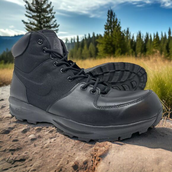 Nike Manoa ACG ALL Black Leather Lace up Combat Boots Mens Size 9.5 Fast Ship main image 9